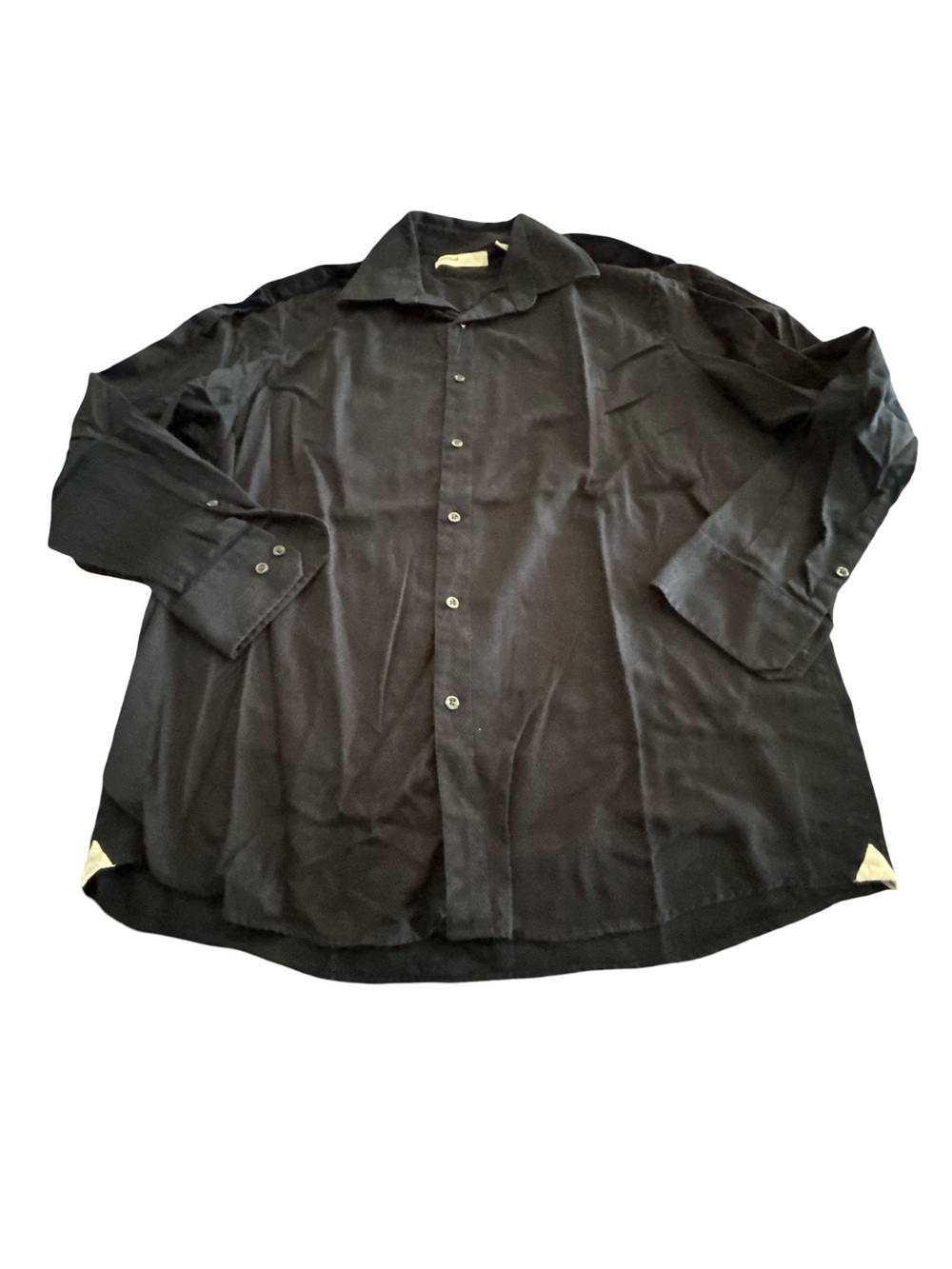 Perry Ellis XL Men's Black Textured Dobby Chevron Button Down Shirt 100% Cotton